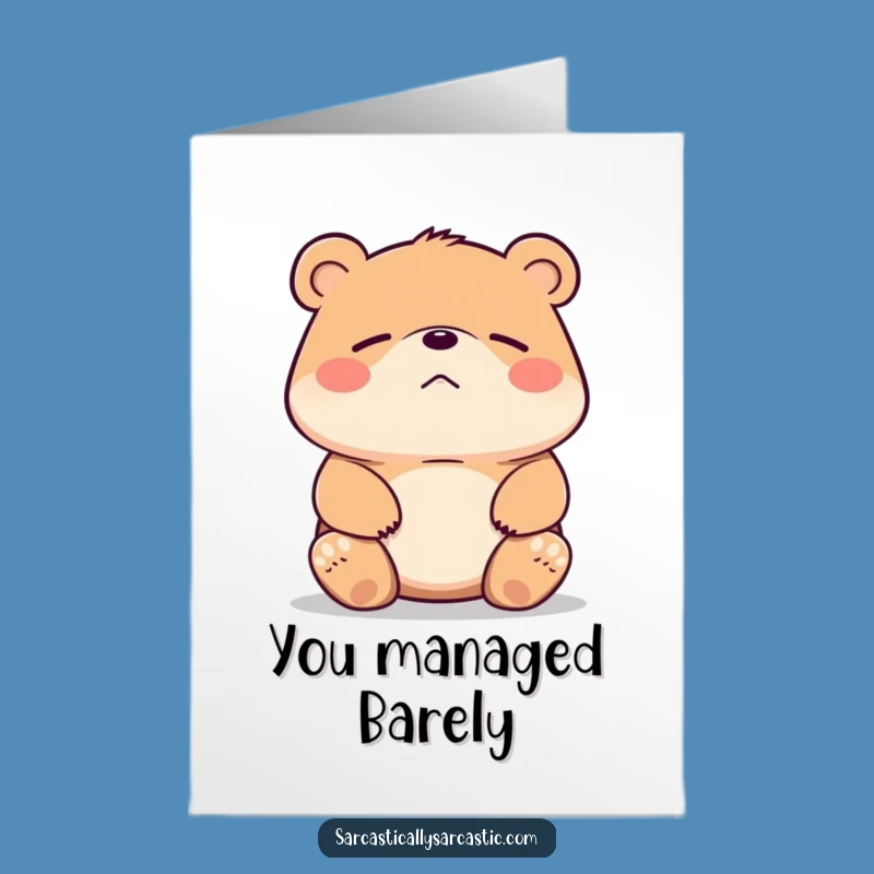 Free Printable Bear Congrats Card: Implied Meh Funny Downloadable Gift