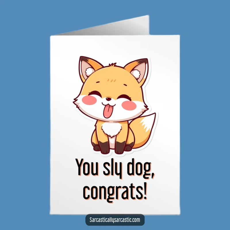 Free Printable Congrats Card: Playful Fox Tongue Out for Celebrations