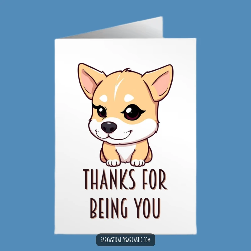 Free Printable Thank You Card: Funny Dog Smirk Wink Downloadable Gift
