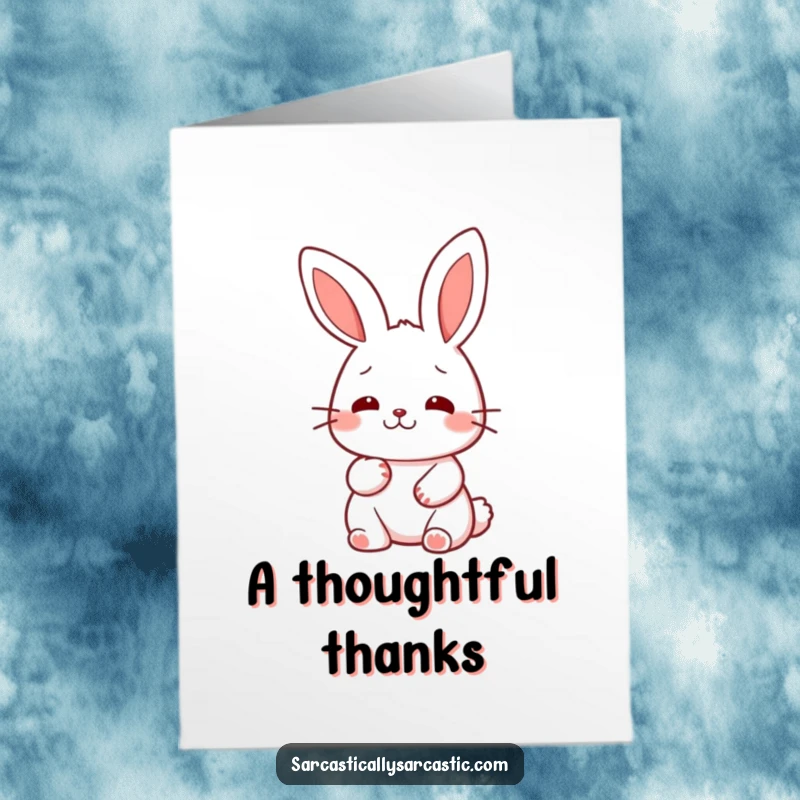 Funny Free Printable Thank You Card where a kawaii rabbit gives a slow, deliberate nod, expressing heartfelt thanks.