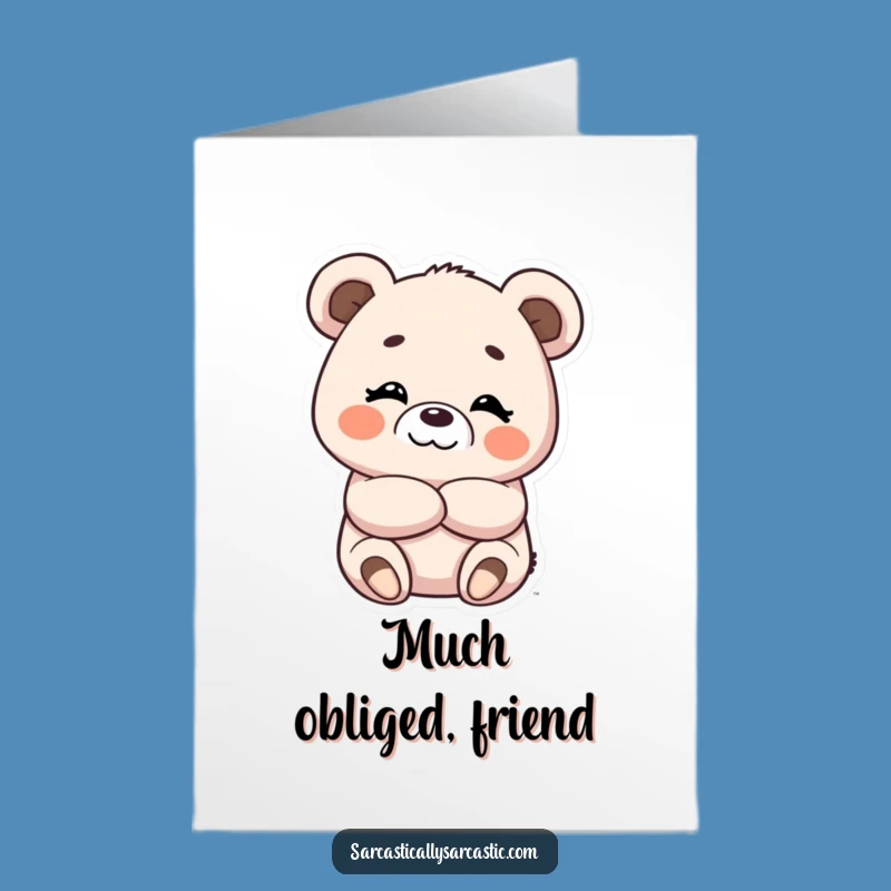 Free Printable Thank You Card: Smirking Kawaii Bear for Your Gratitude