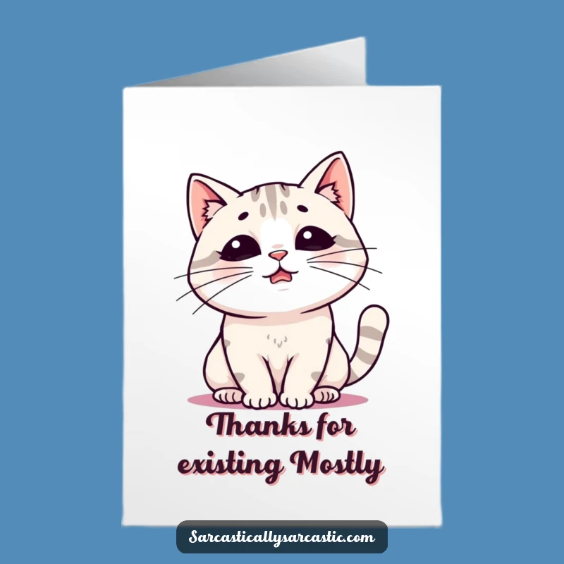 Free Printable Thank You Card: Kawaii Cat Sighing, Ideal Humorous Downloadable Gift