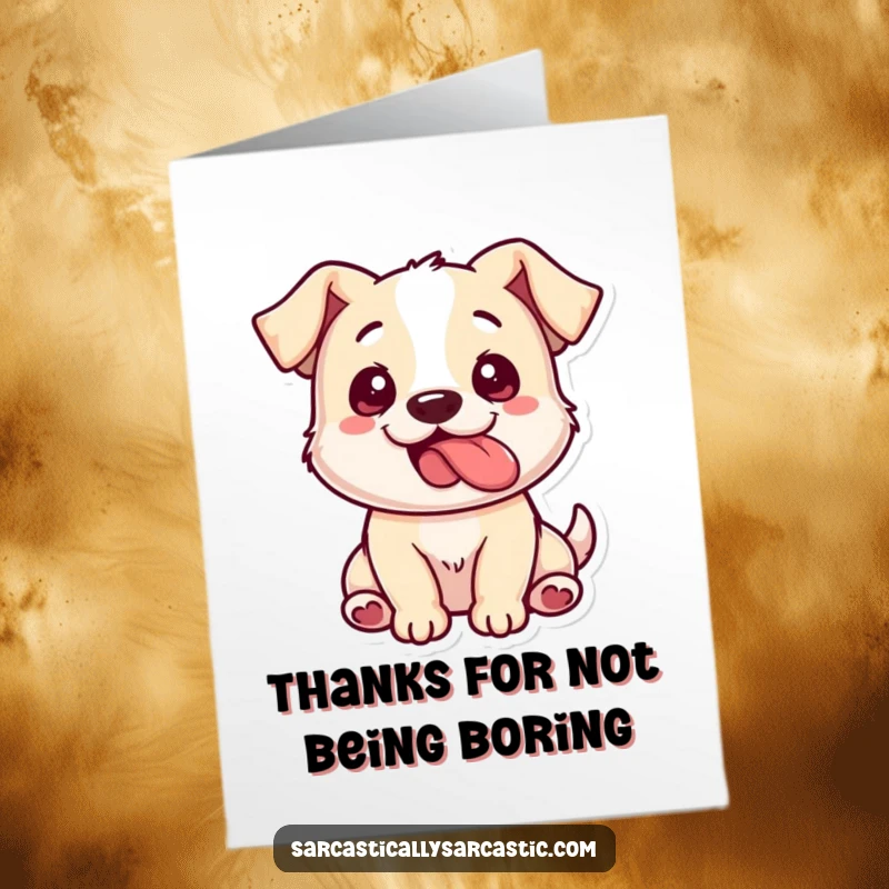 Funny Free Printable Thank You Card of a dog sticking its tongue out playfully from the side.