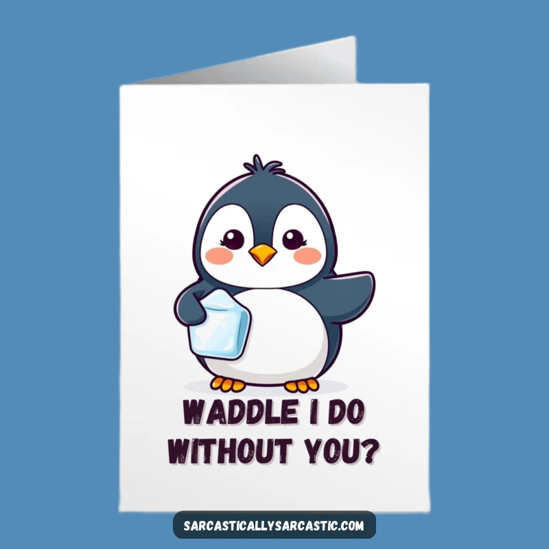 Free Printable Thank You Card: Smirking Penguin with Ice Cube Thanks