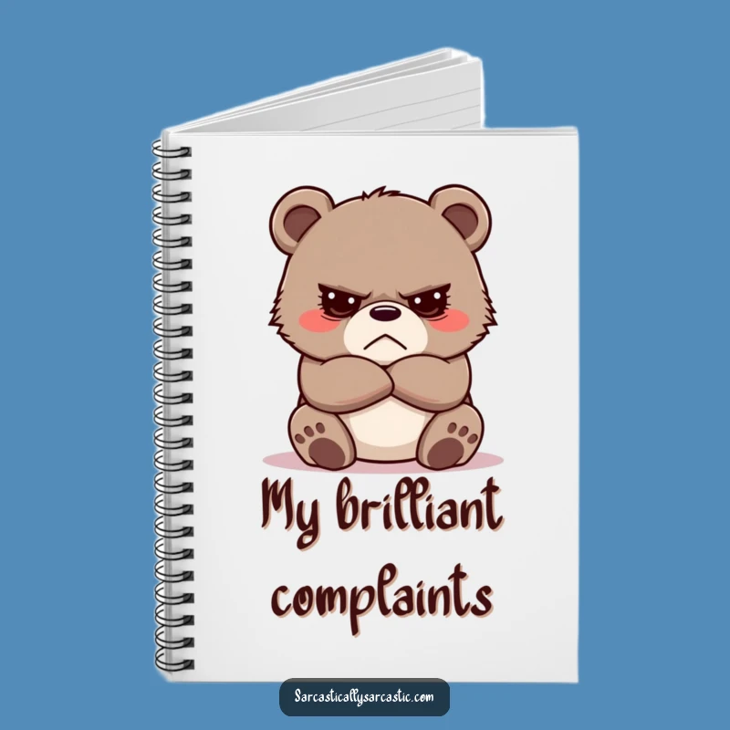 Funny Grumpy Bear Cub Notebook - Crossed Arms Journal, Hilarious Writing Gift