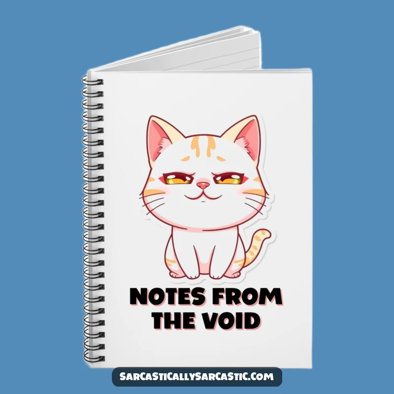Funny Kawaii Cat Rolling Eyes Notebook - Exaggerated Expression Journal, Hilarious Gift