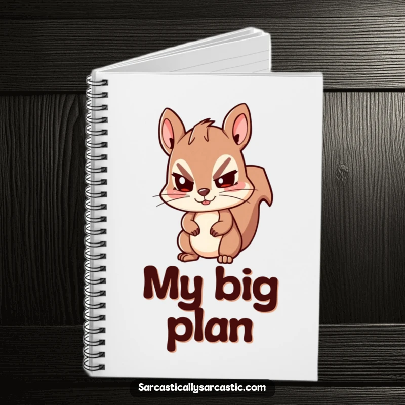 Funny Kawaii Squirrel Notebook: A cute squirrel gives a funny, sly wink, ideal for jotting down playful notes.