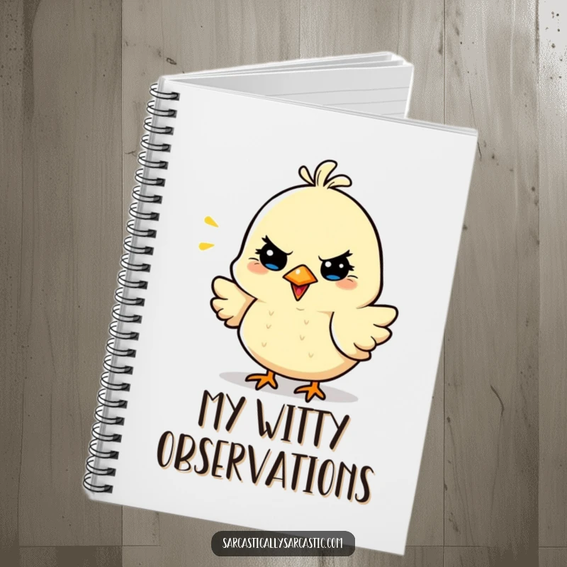 Funny Sarcastic Bird Notebook with a cheerful bird character, ideal for writing and journaling with a touch of witty charm.