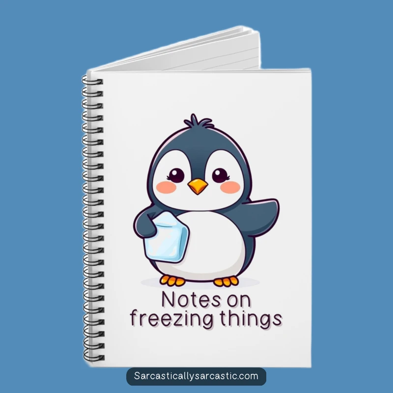 Kawaii Penguin Ice Cube Notebook, Cool Notes Funny Gift