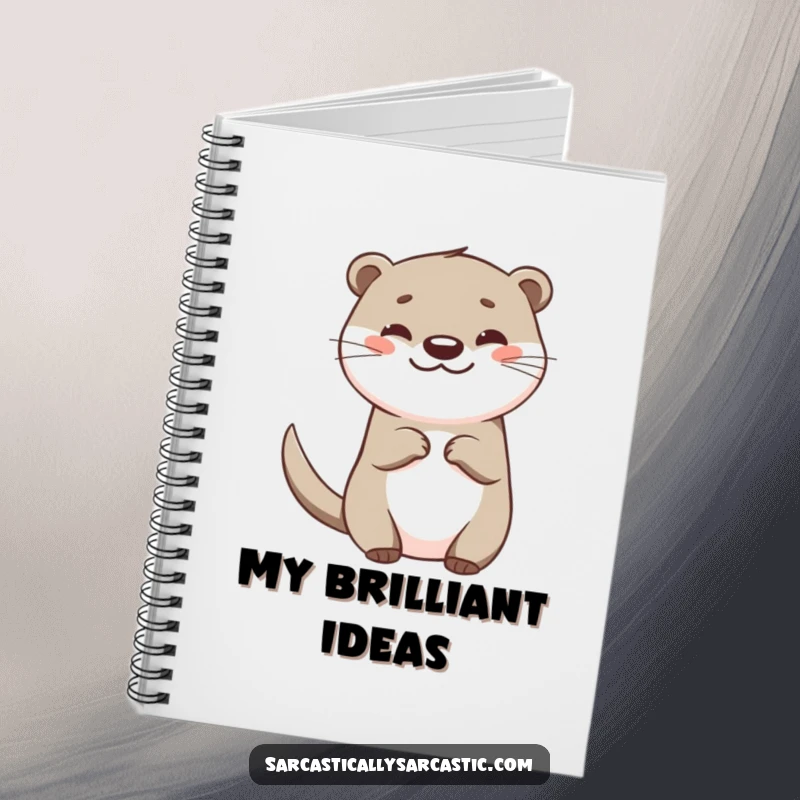 Funny otter notebook with a happy otter character, a teasing tail flick, and a smirk, perfect for notes.