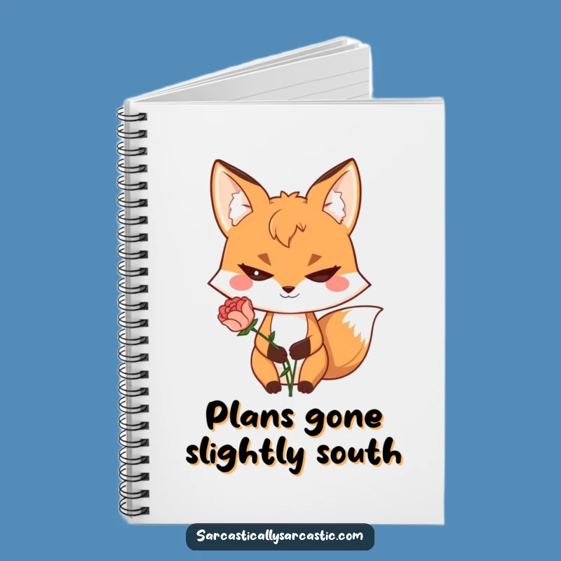 Funny Fox Notebook - Sly Grin Wilted Flower Journal Gift