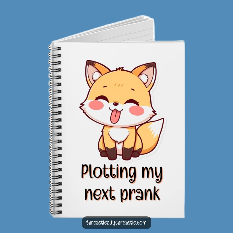 Kawaii Fox Tongue Out Notebook, Cute Notes with Playfulness