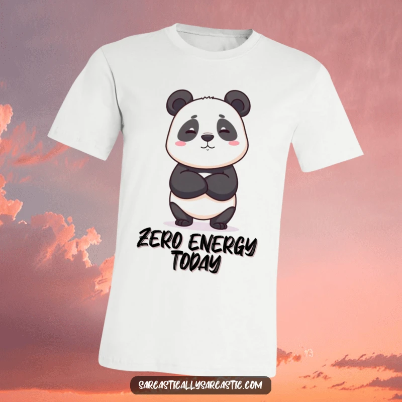 Funny t-shirt with a panda crossing its arms and sporting a deadpan expression, embodying silent judgment, a funny gift.