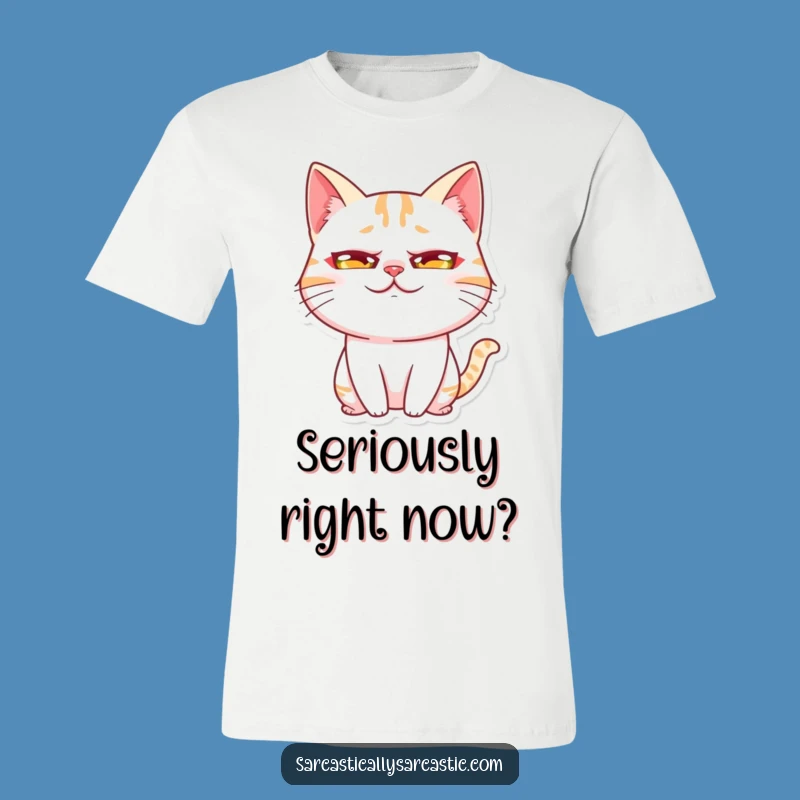 Funny Kawaii Cat Rolling Eyes T-Shirt - Exaggerated Expression, Cute Tee Gift