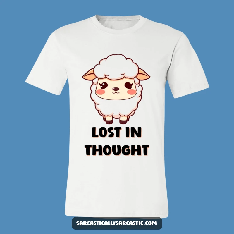 Funny Kawaii Sheep T-Shirt: Vacant Stare Smirk Tee, Ultimate Funny Gift for Quirky Souls
