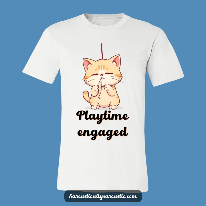 Funny Cat T-Shirt: Playful String Batting Action, The Ultimate Funny Gift for Feline Fans