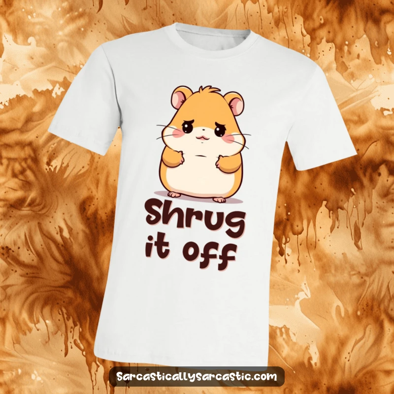 Funny Kawaii Hamster T-Shirt: A cute hamster gives a funny, deadpan shrug, perfect for casual wear and gifting.