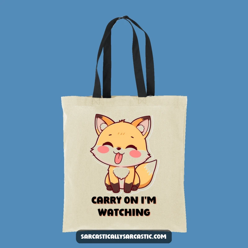 Kawaii Fox Tongue Out Tote Bag, Cute & Practical Funny Gift