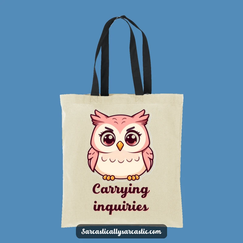 Funny Owl Tote Bag - Curious Head Tilt Carry-All Gift