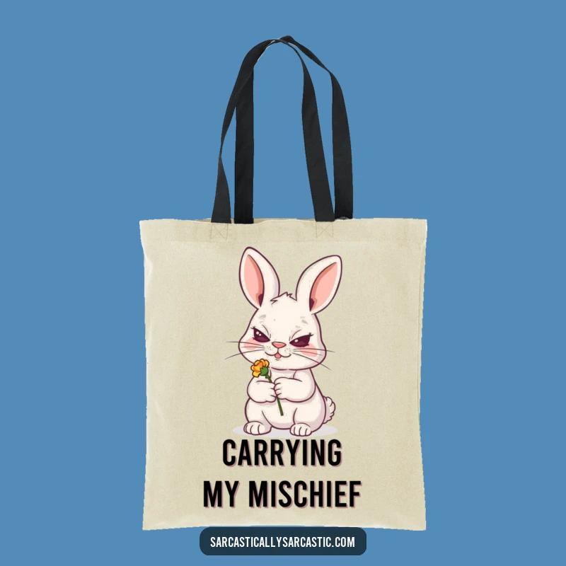 Funny Sly Rabbit Tote Bag - Playful Carry-All - Great Funny Gift Idea