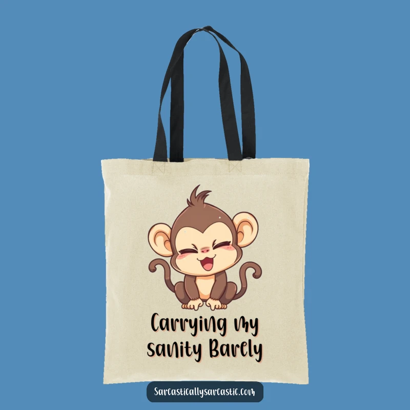 Kawaii Monkey Eye Roll Tote Bag, Sarcastic & Cute Funny Gift