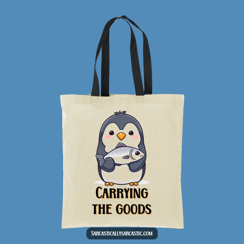 Funny Penguin Fish Tote Bag: Carry Your Deadpan Charm