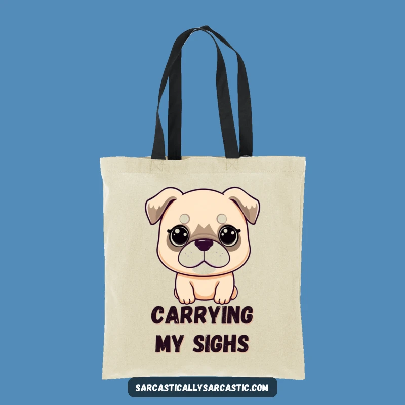 Funny Deadpan Dog Tote Bag: Kawaii Canine Carry-All, Stylish Funny Gift!