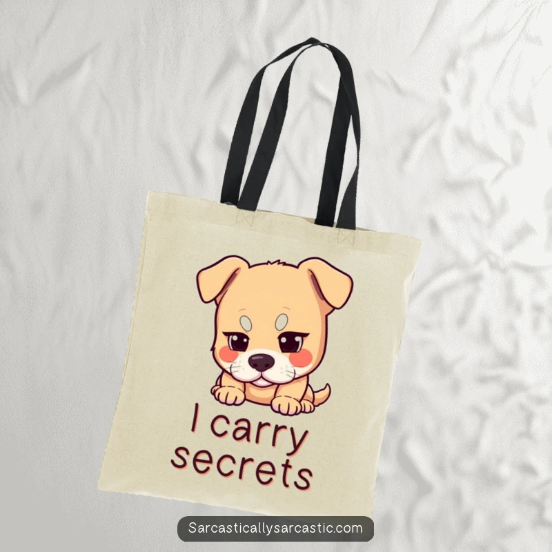 Funny dog tote bag with a dog raising one eyebrow, looking knowing and amused. Ideal for everyday use.