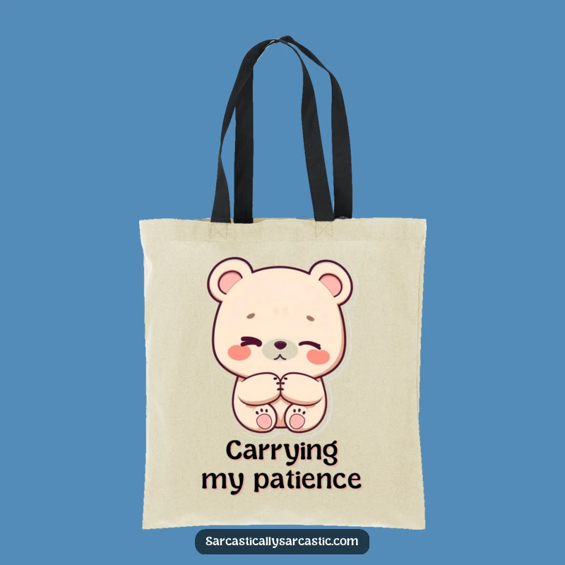 Funny Eye-Roll Bear Tote Bag - Kawaii Style for Errands, Ideal Funny Gift