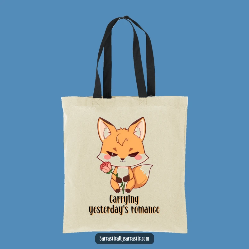 Funny Fox Tote Bag - Sly Grin, Wilted Flower Carry-All Gift