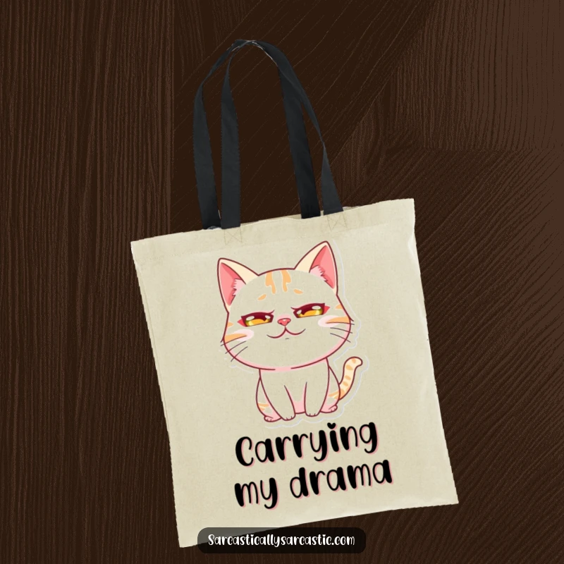 Funny Kawaii Cat Rolling Eyes Tote Bag featuring a cute cat character performing a hilariously exaggerated eye-roll, perfect for daily commutes.