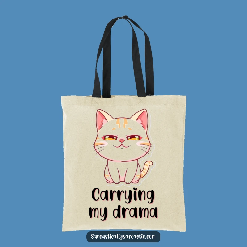 Funny Kawaii Cat Rolling Eyes Tote Bag - Exaggerated Expression, Humorous Carryall Gift