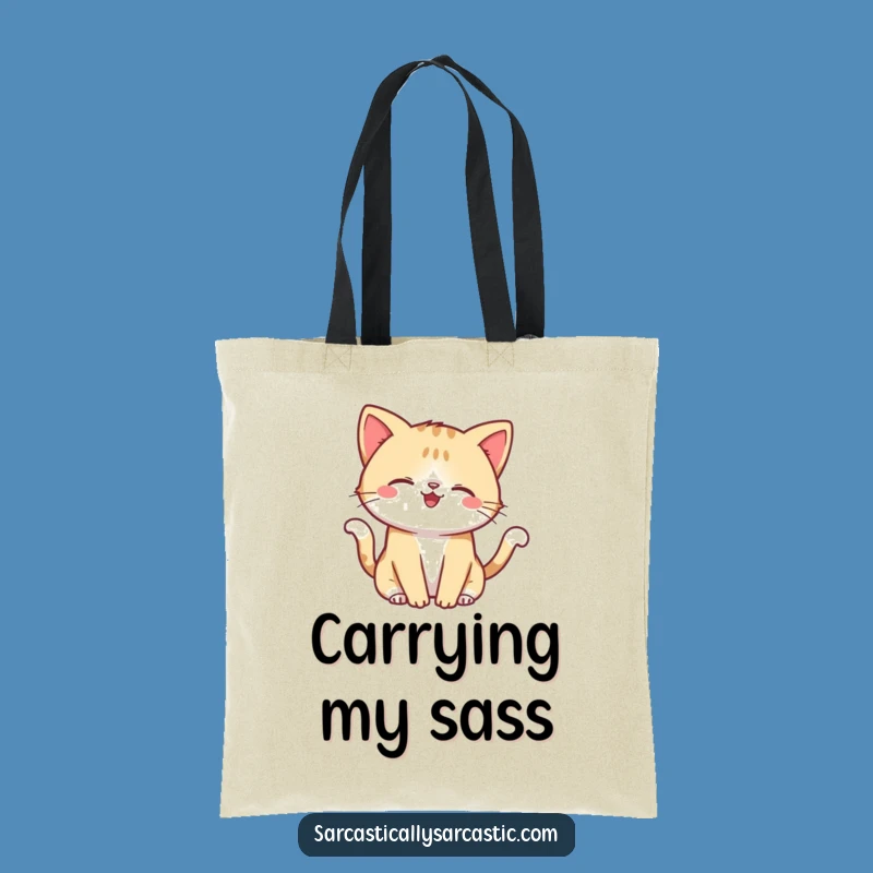 Funny Kawaii Cat Smirk Tote Bag - Carry Your Sass with Style