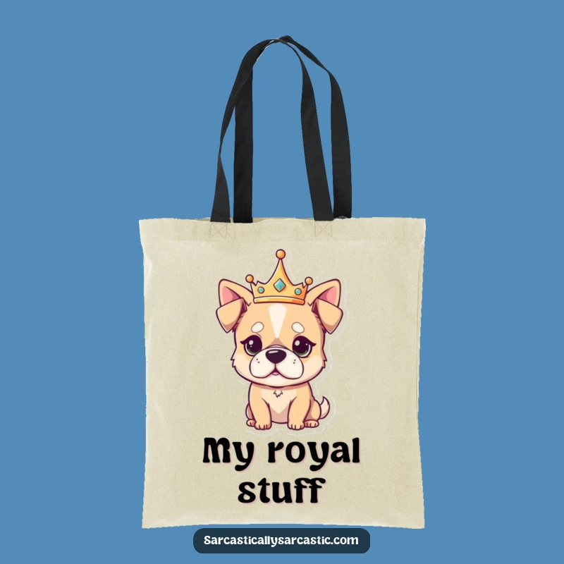 Funny Unimpressed Dog Tote Bag - Kawaii Royal Character for Chic Errands