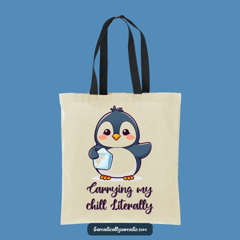 Kawaii Penguin Ice Cube Tote Bag, Cool & Cute Funny Gift